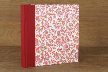 Elegantes Fotoalbum rot "Lugano", roter Leinenrücken, Handarbeit